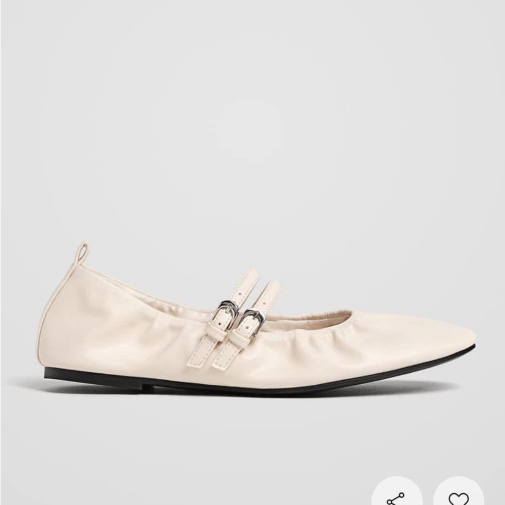 Stradivarius Cream Flats with Buckle Detail